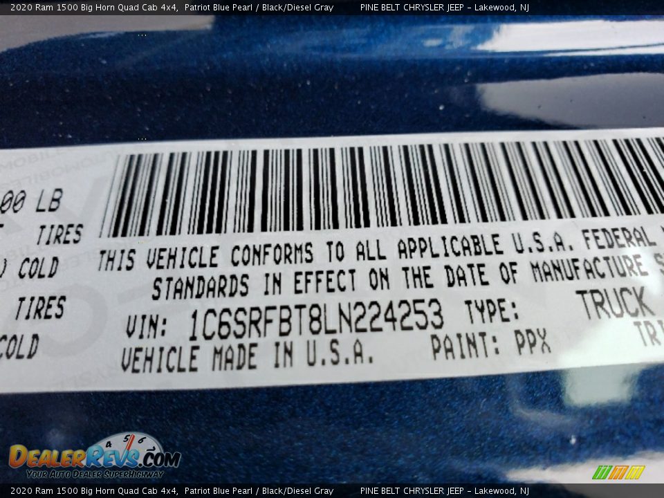 2020 Ram 1500 Big Horn Quad Cab 4x4 Patriot Blue Pearl / Black/Diesel Gray Photo #9