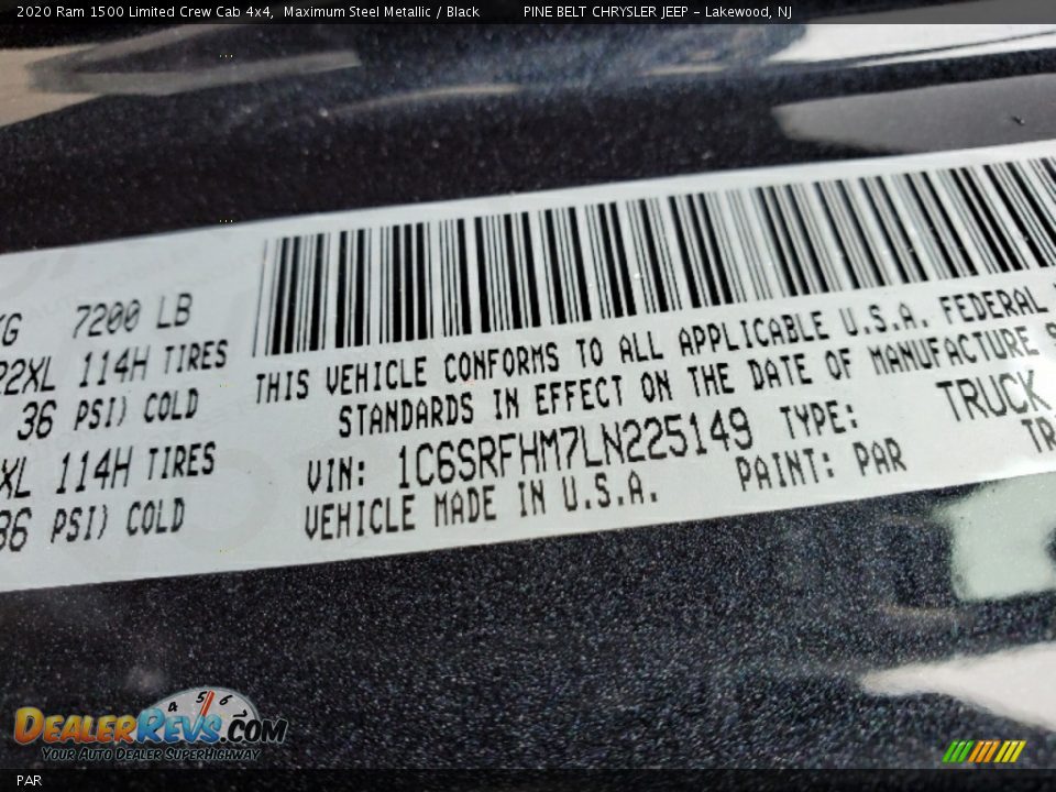 Ram Color Code PAR Maximum Steel Metallic