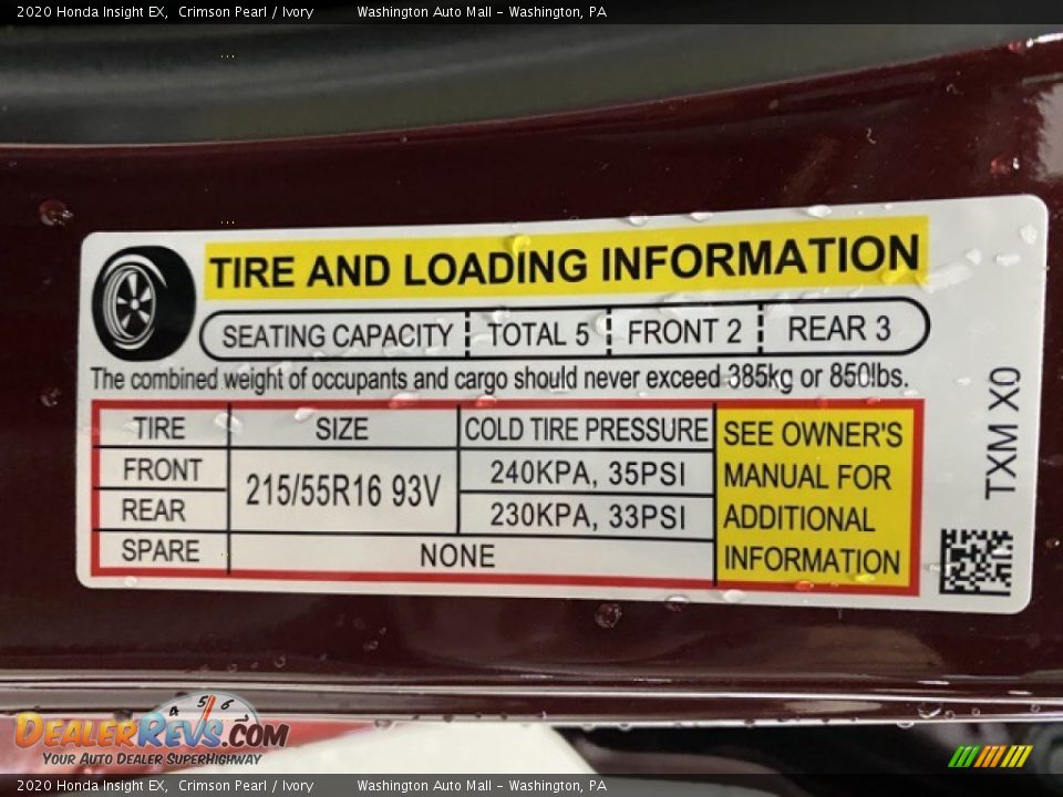 2020 Honda Insight EX Crimson Pearl / Ivory Photo #8