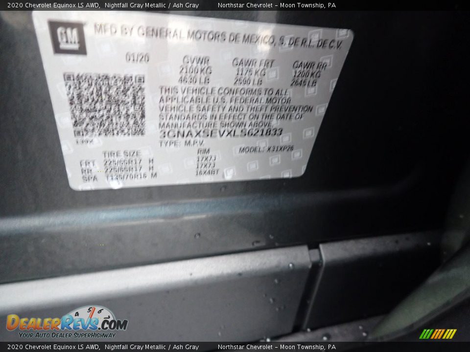 2020 Chevrolet Equinox LS AWD Nightfall Gray Metallic / Ash Gray Photo #16