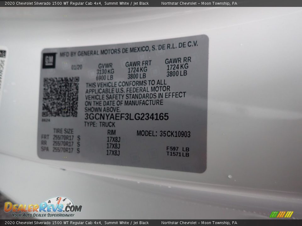 2020 Chevrolet Silverado 1500 WT Regular Cab 4x4 Summit White / Jet Black Photo #16