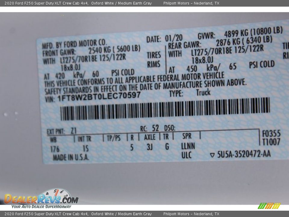 2020 Ford F250 Super Duty XLT Crew Cab 4x4 Oxford White / Medium Earth Gray Photo #24