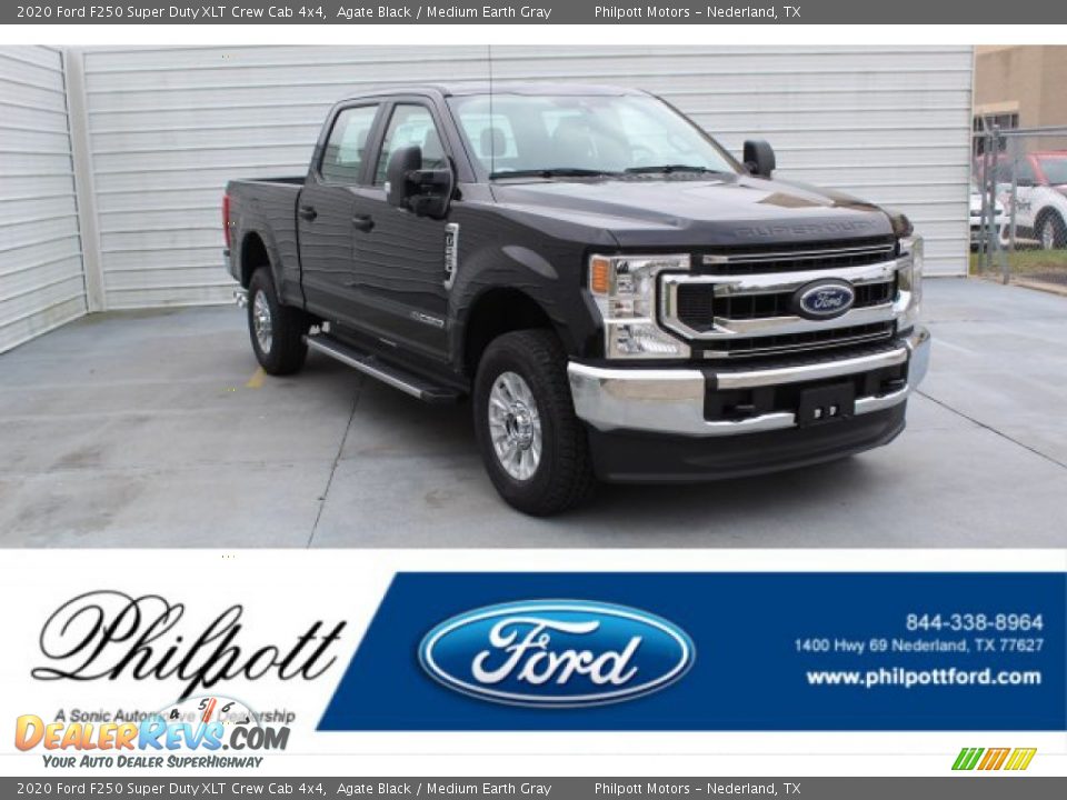 2020 Ford F250 Super Duty XLT Crew Cab 4x4 Agate Black / Medium Earth Gray Photo #1