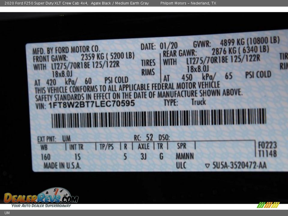 Ford Color Code UM Agate Black