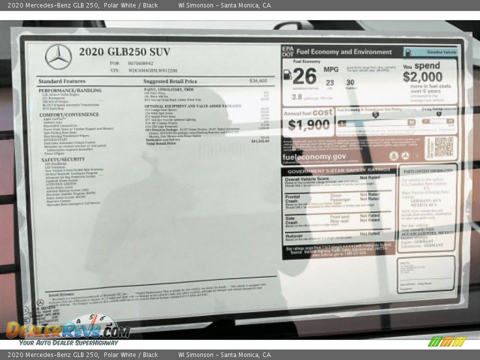 2020 Mercedes-Benz GLB 250 Polar White / Black Photo #10