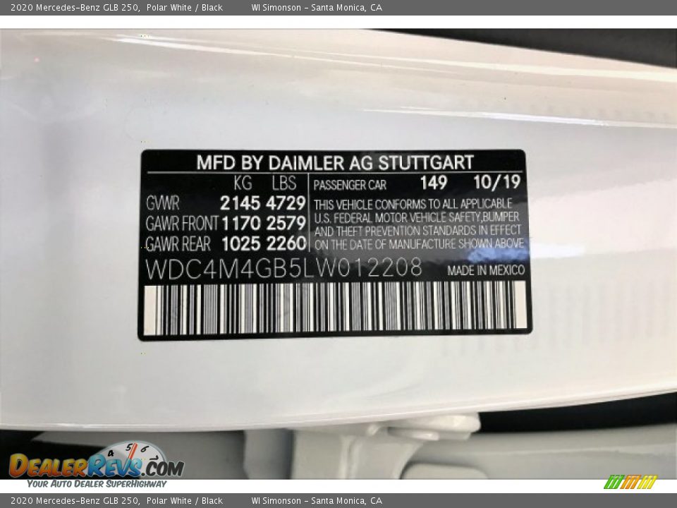 2020 Mercedes-Benz GLB 250 Polar White / Black Photo #11