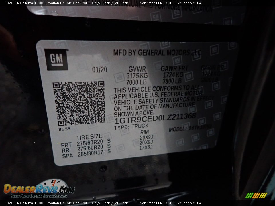 2020 GMC Sierra 1500 Elevation Double Cab 4WD Onyx Black / Jet Black Photo #10