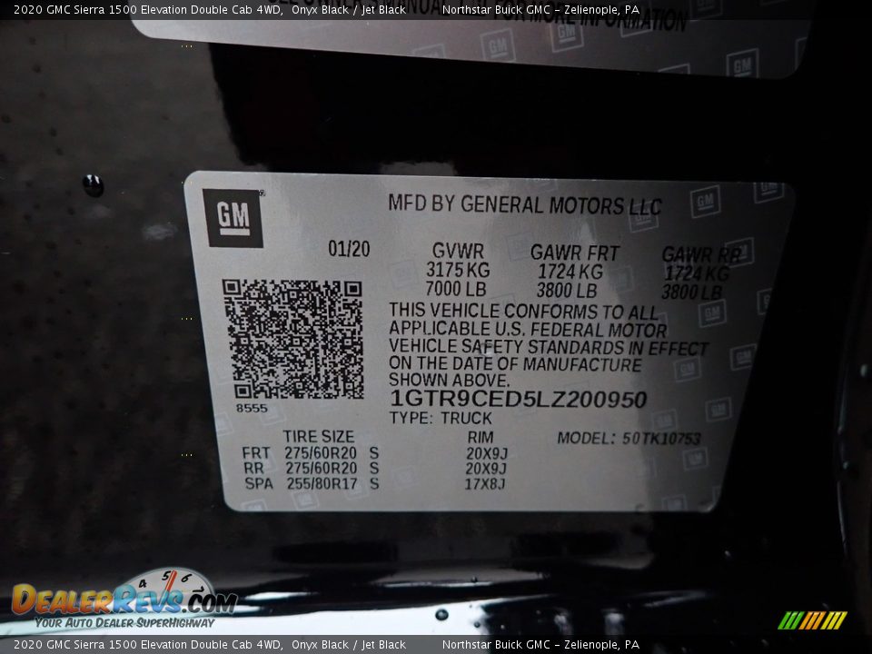 2020 GMC Sierra 1500 Elevation Double Cab 4WD Onyx Black / Jet Black Photo #10