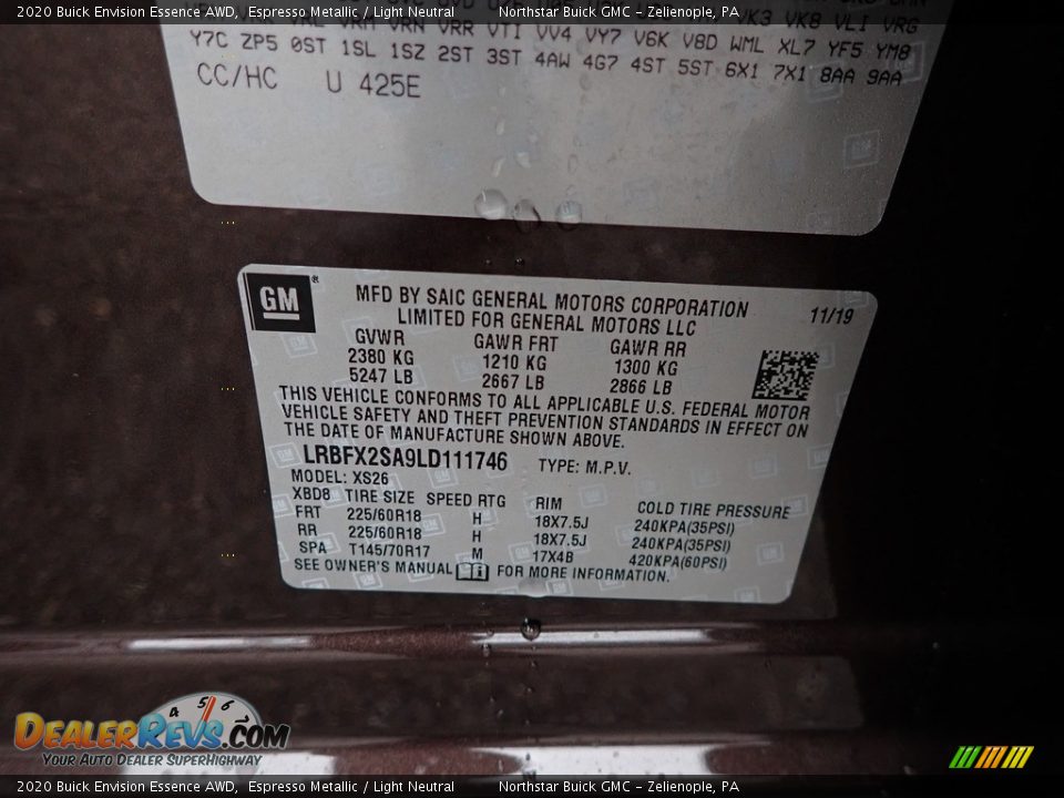 2020 Buick Envision Essence AWD Espresso Metallic / Light Neutral Photo #12