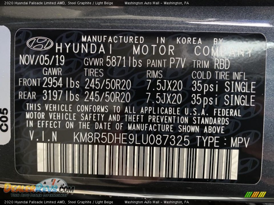 2020 Hyundai Palisade Limited AWD Steel Graphite / Light Beige Photo #9