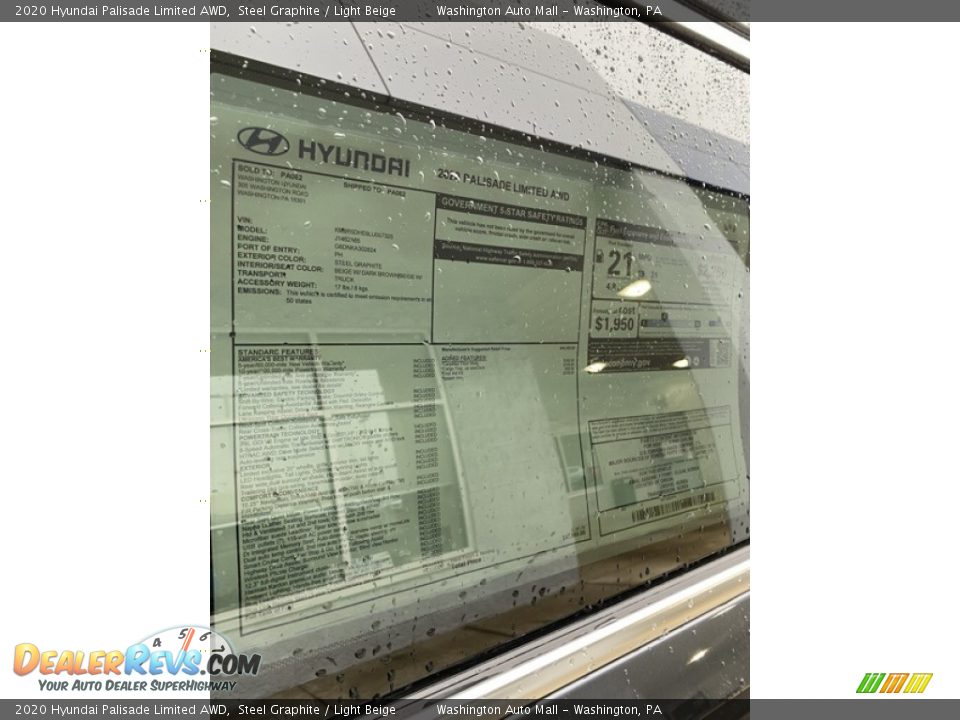2020 Hyundai Palisade Limited AWD Window Sticker Photo #15