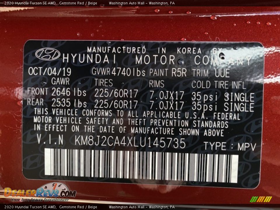 2020 Hyundai Tucson SE AWD Gemstone Red / Beige Photo #9