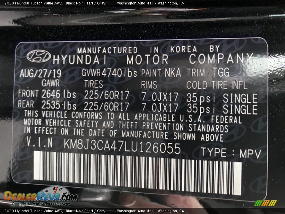 2020 Hyundai Tucson Value AWD Black Noir Pearl / Gray Photo #10