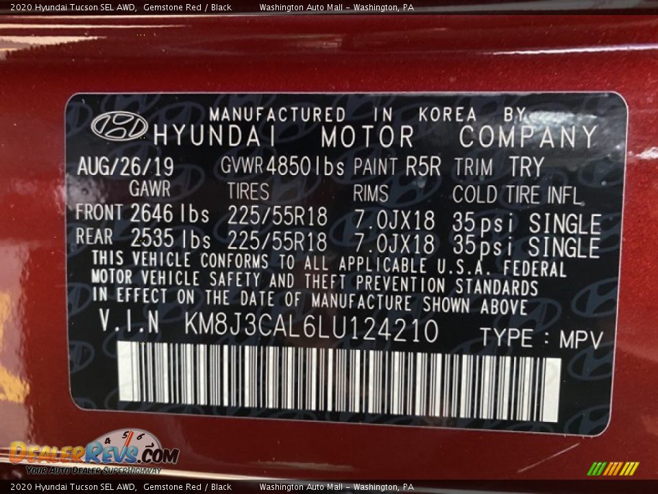 2020 Hyundai Tucson SEL AWD Gemstone Red / Black Photo #9