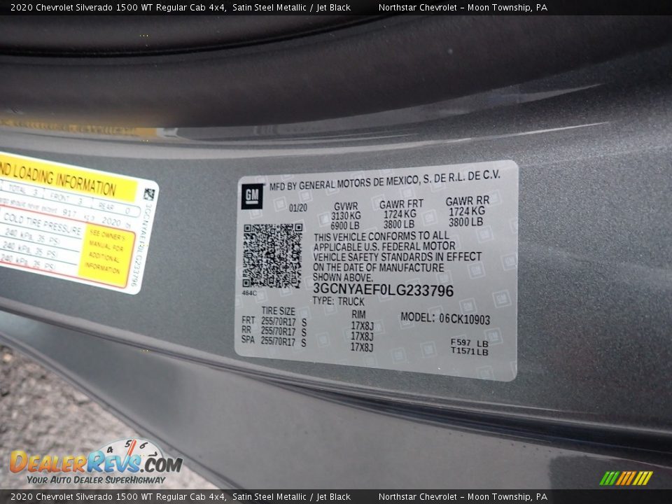 2020 Chevrolet Silverado 1500 WT Regular Cab 4x4 Satin Steel Metallic / Jet Black Photo #15