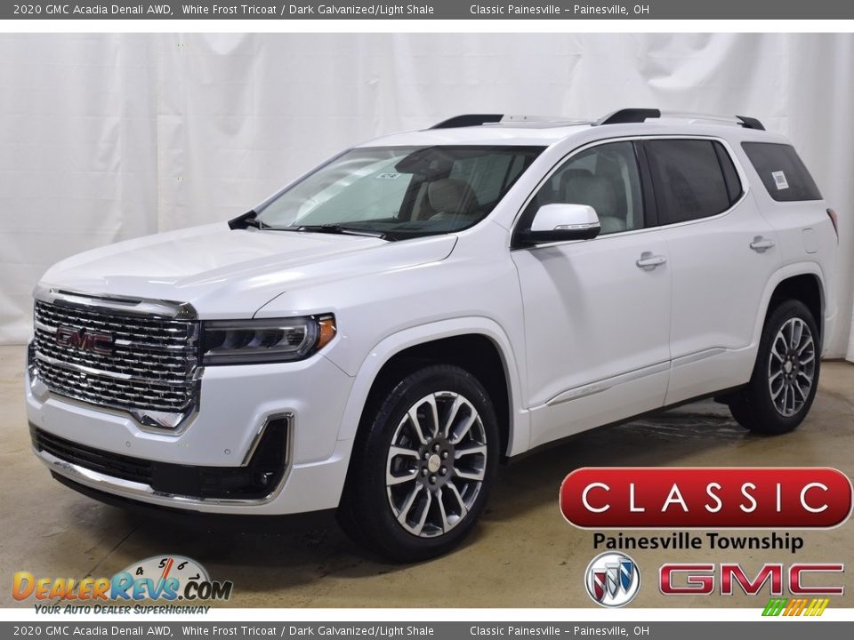 2020 GMC Acadia Denali AWD White Frost Tricoat / Dark Galvanized/Light Shale Photo #1