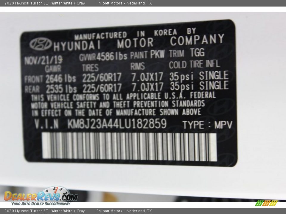 2020 Hyundai Tucson SE Winter White / Gray Photo #23