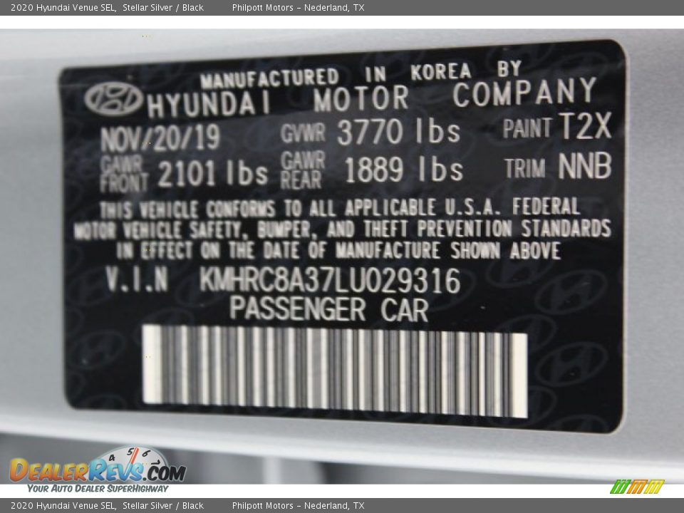 2020 Hyundai Venue SEL Stellar Silver / Black Photo #24