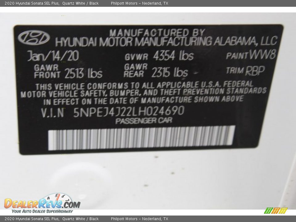 2020 Hyundai Sonata SEL Plus Quartz White / Black Photo #24