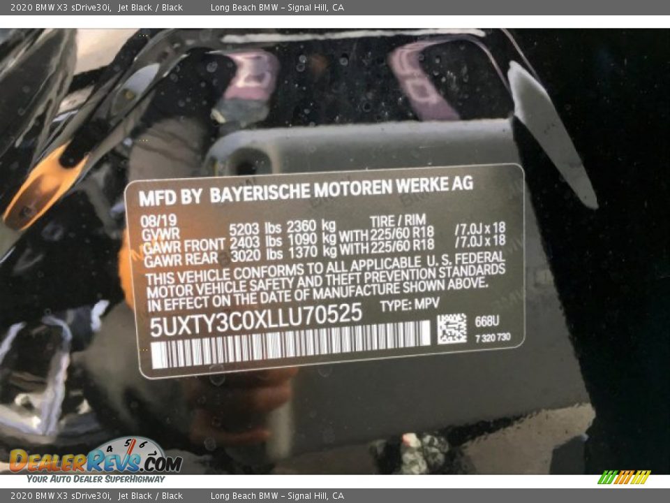 2020 BMW X3 sDrive30i Jet Black / Black Photo #11