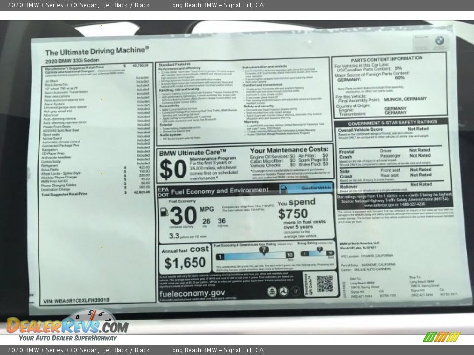 2020 BMW 3 Series 330i Sedan Jet Black / Black Photo #10