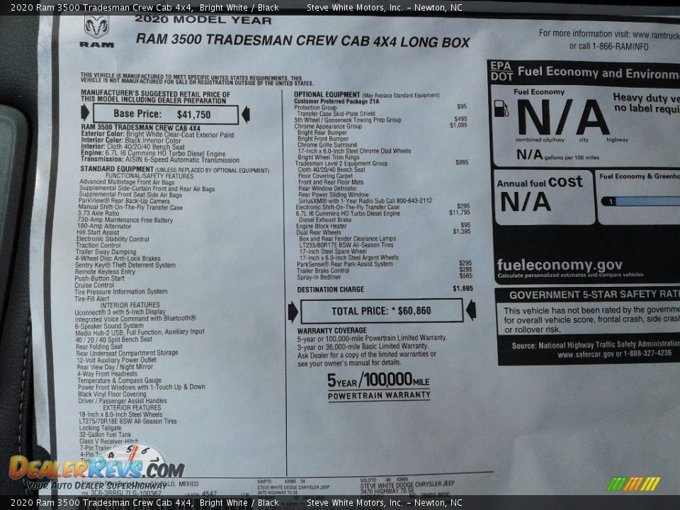 2020 Ram 3500 Tradesman Crew Cab 4x4 Bright White / Black Photo #26