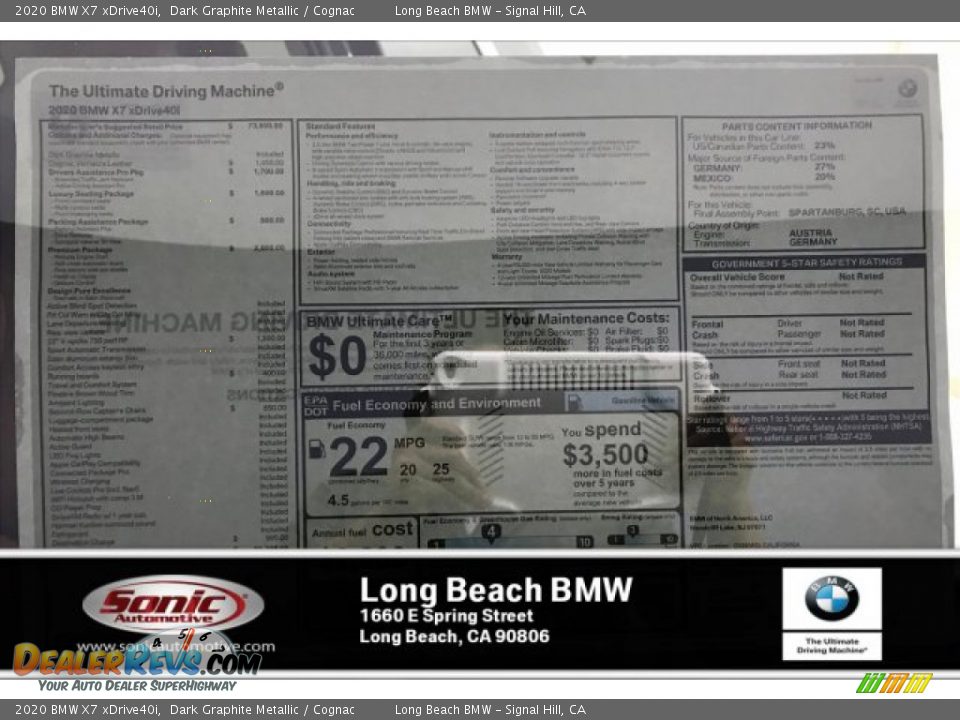 2020 BMW X7 xDrive40i Dark Graphite Metallic / Cognac Photo #10