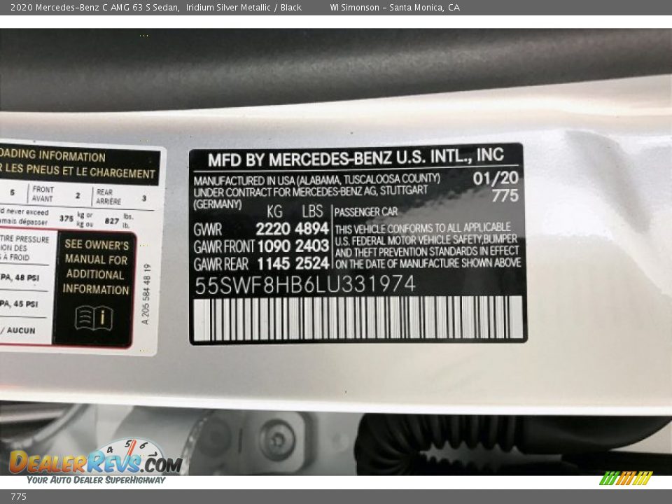 Mercedes-Benz Color Code 775 Iridium Silver Metallic