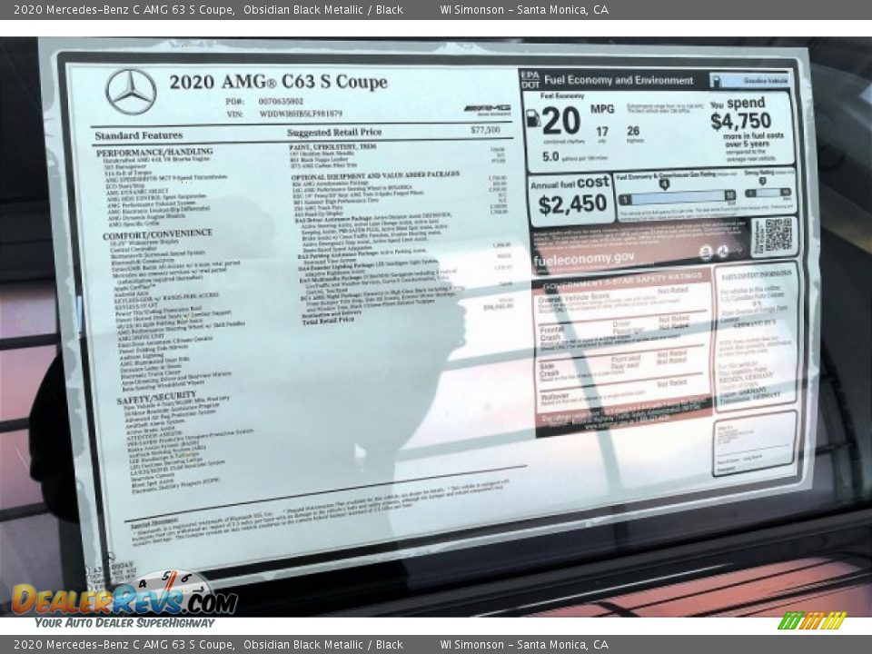 2020 Mercedes-Benz C AMG 63 S Coupe Window Sticker Photo #11