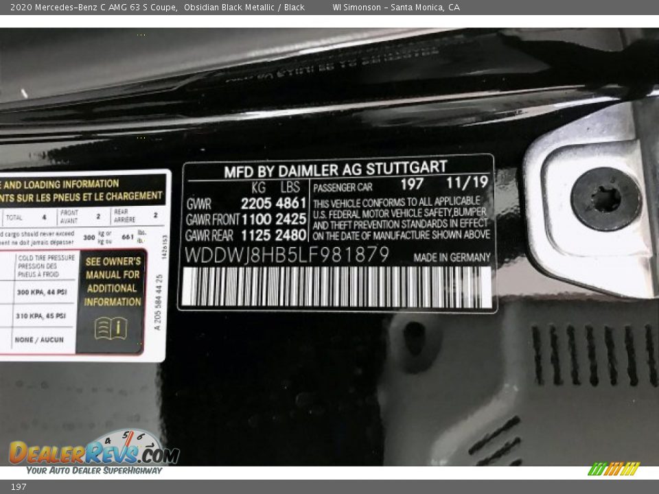 Mercedes-Benz Color Code 197 Obsidian Black Metallic