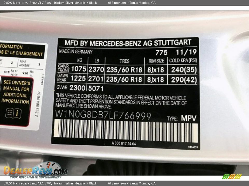 2020 Mercedes-Benz GLC 300 Iridium Silver Metallic / Black Photo #11
