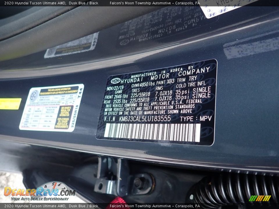 2020 Hyundai Tucson Ultimate AWD Dusk Blue / Black Photo #12