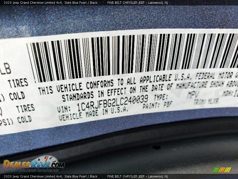 2020 Jeep Grand Cherokee Limited 4x4 Slate Blue Pearl / Black Photo #9