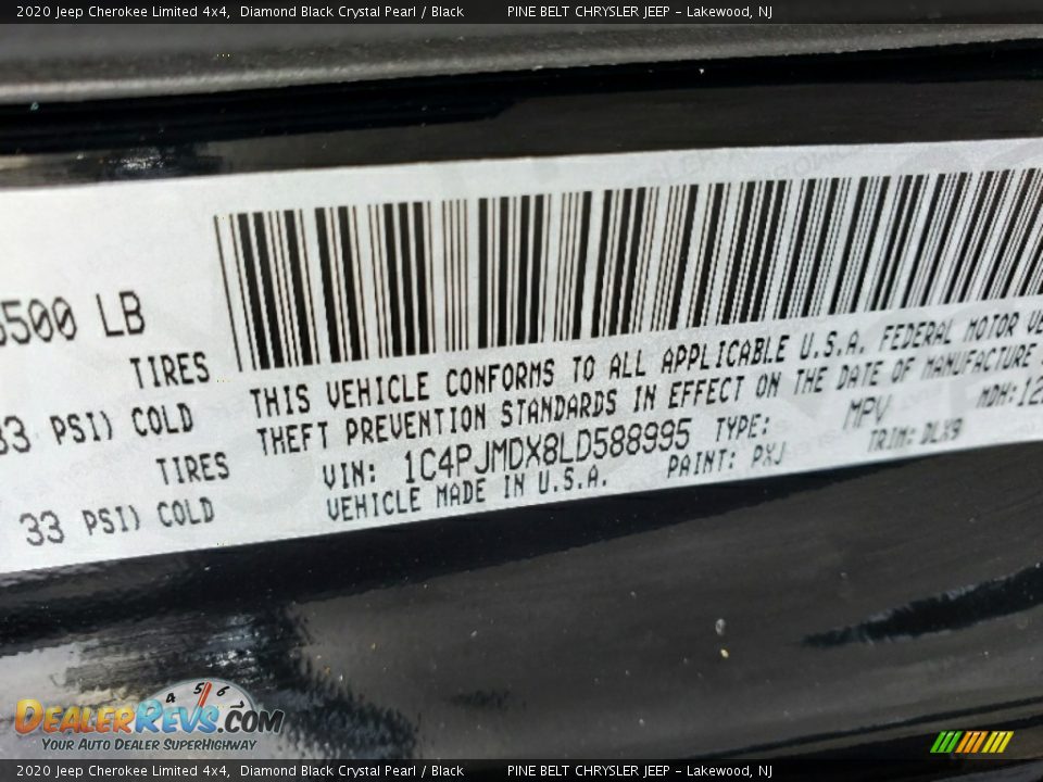 2020 Jeep Cherokee Limited 4x4 Diamond Black Crystal Pearl / Black Photo #9