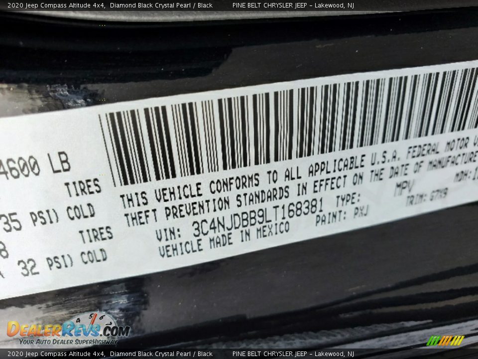 2020 Jeep Compass Altitude 4x4 Diamond Black Crystal Pearl / Black Photo #9