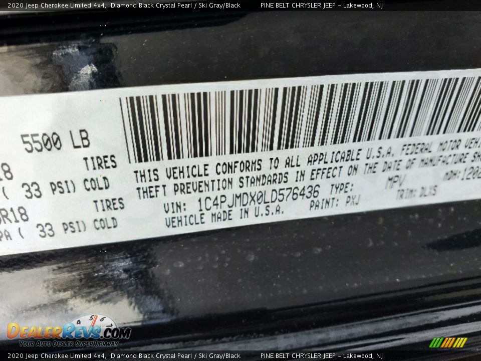 2020 Jeep Cherokee Limited 4x4 Diamond Black Crystal Pearl / Ski Gray/Black Photo #9