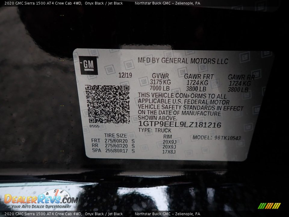 2020 GMC Sierra 1500 AT4 Crew Cab 4WD Onyx Black / Jet Black Photo #10