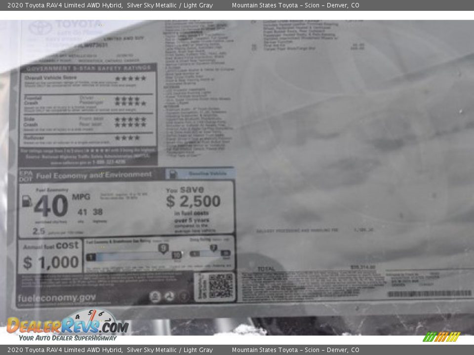 2020 Toyota RAV4 Limited AWD Hybrid Silver Sky Metallic / Light Gray Photo #11