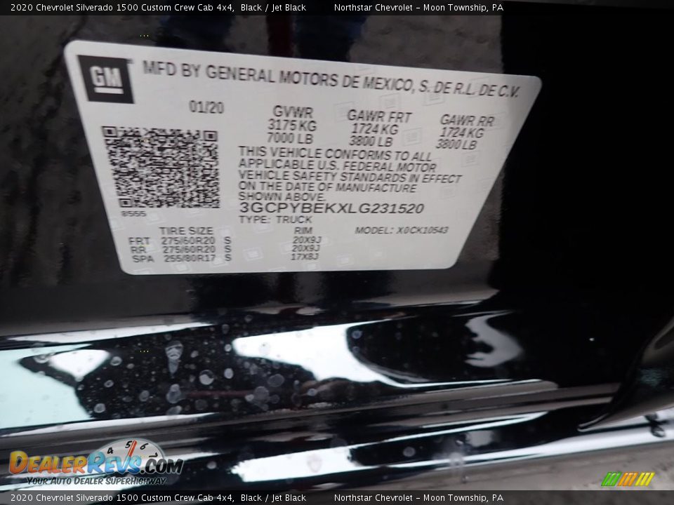 2020 Chevrolet Silverado 1500 Custom Crew Cab 4x4 Black / Jet Black Photo #16