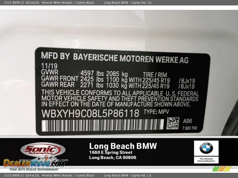 2020 BMW X2 sDrive28i Mineral White Metallic / Oyster/Black Photo #11