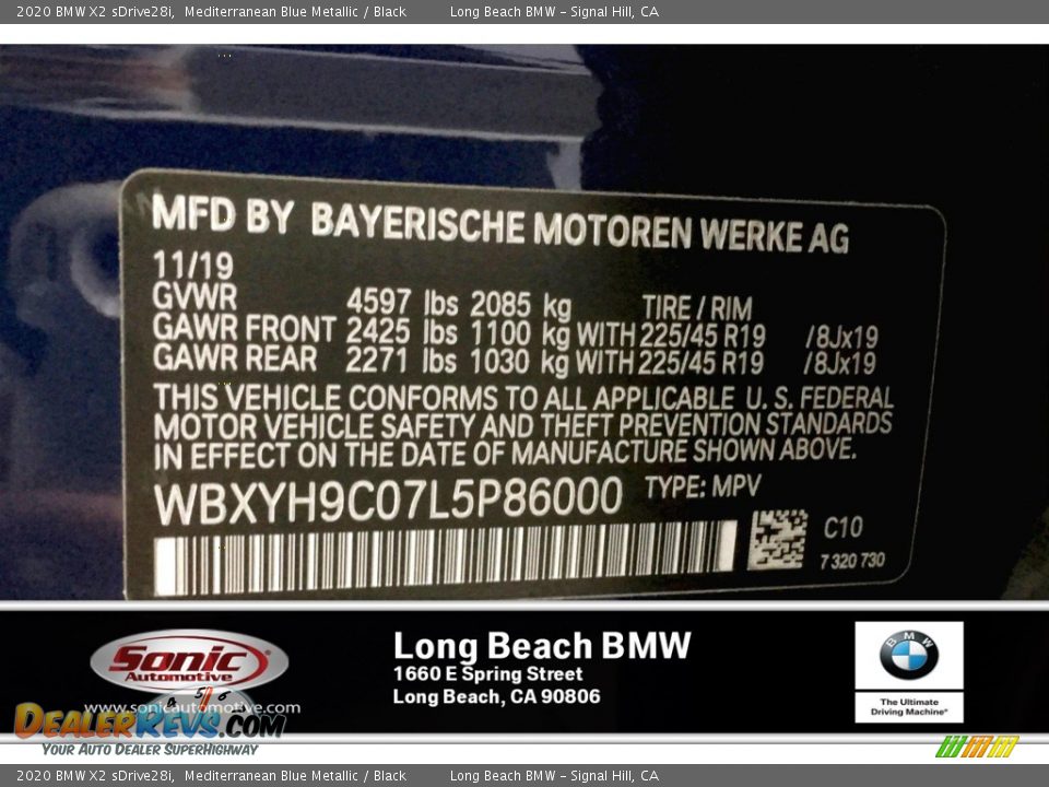 2020 BMW X2 sDrive28i Mediterranean Blue Metallic / Black Photo #11