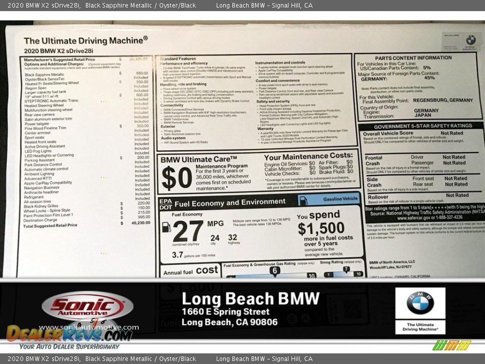 2020 BMW X2 sDrive28i Black Sapphire Metallic / Oyster/Black Photo #10