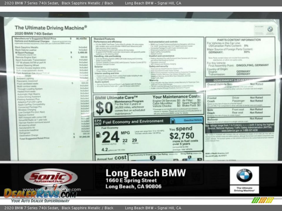 2020 BMW 7 Series 740i Sedan Black Sapphire Metallic / Black Photo #10