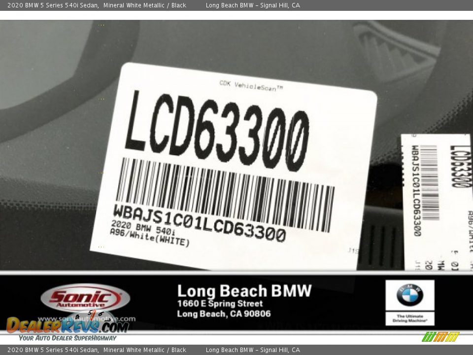 2020 BMW 5 Series 540i Sedan Mineral White Metallic / Black Photo #11