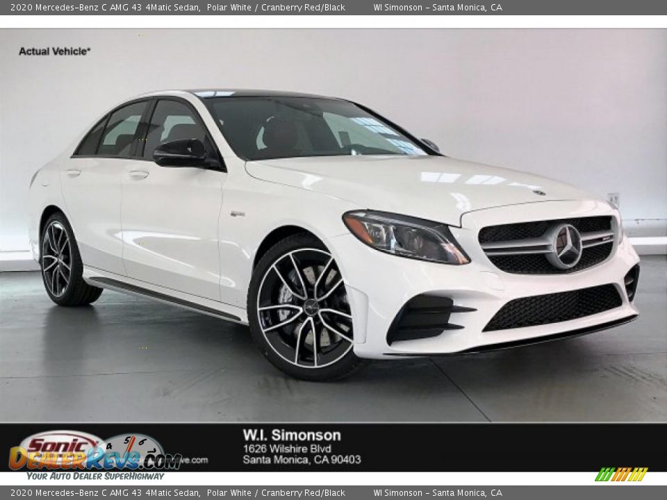 2020 Mercedes-Benz C AMG 43 4Matic Sedan Polar White / Cranberry Red/Black Photo #1