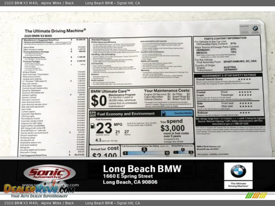 2020 BMW X3 M40i Alpine White / Black Photo #10