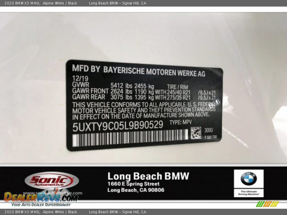 2020 BMW X3 M40i Alpine White / Black Photo #11