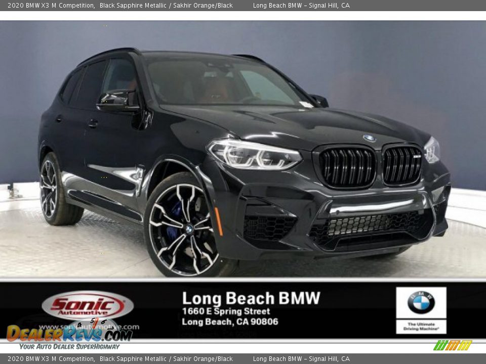 2020 BMW X3 M Competition Black Sapphire Metallic / Sakhir Orange/Black Photo #1