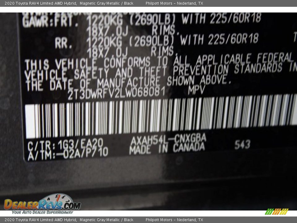 2020 Toyota RAV4 Limited AWD Hybrid Magnetic Gray Metallic / Black Photo #27