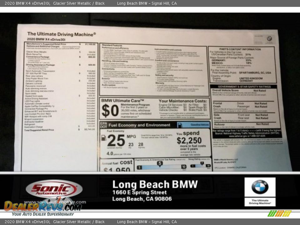 2020 BMW X4 xDrive30i Glacier Silver Metallic / Black Photo #10